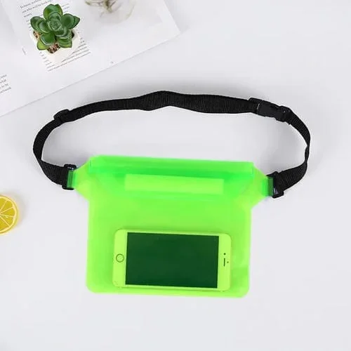 10 Pcs Bolsa a Prueba de Agua para Teléfono Móvil Al Aire Libre Tres Capas Sellado PVC Almacenamiento Cintura (Verde)