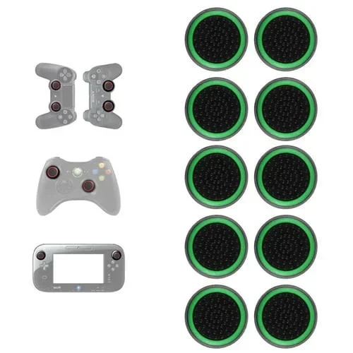 10 PCs Gamepad Silicona Luminous Button Cap Rocker Cap para Ps5 / Ps4 / Ps3 / One / 360 / Pro / Series X / S (Black Green Circle)