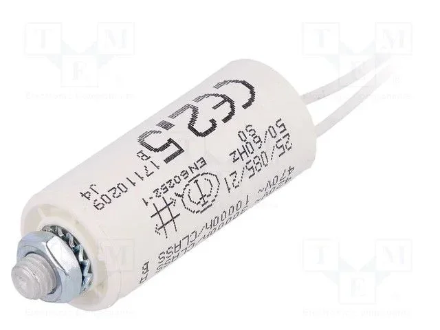 2,5uf 470vac Condensador Motor Ø25x55mm Cables + Torno M8 Ct2,5mf470v/cables