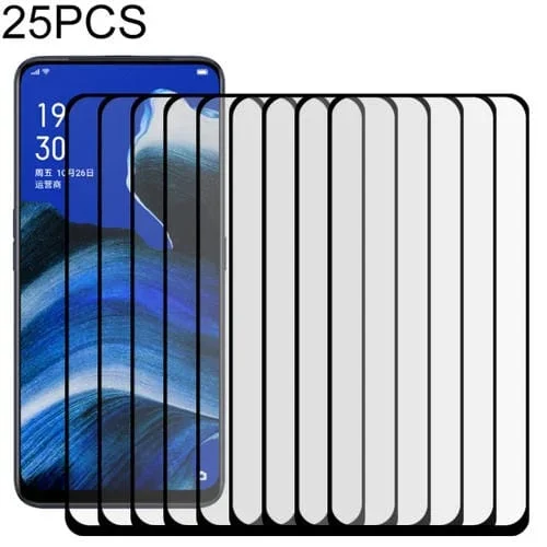 25 PCs para Oppo Reno2 / Z Full Glue Protector de Pantalla de Cubierta Completa Película de Vidrio Templado