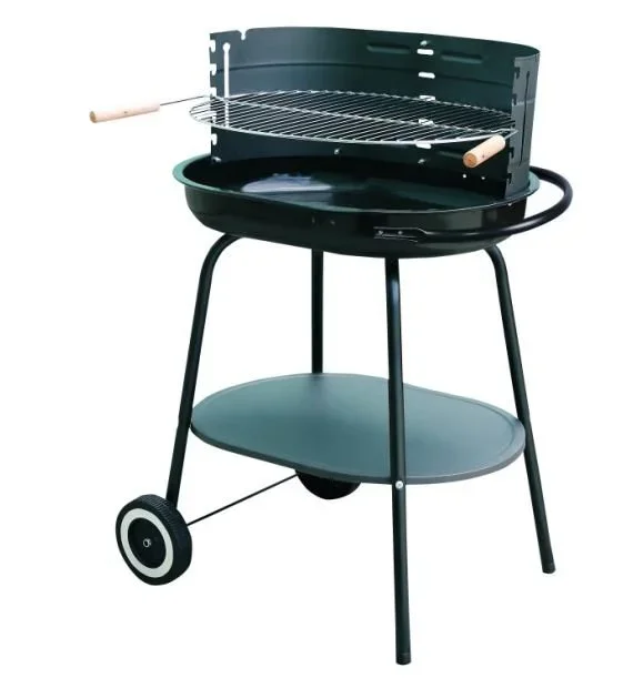4U-Onlinehandel Barbacoa ovalada de carbón de 60 x 42 x 84 cm
