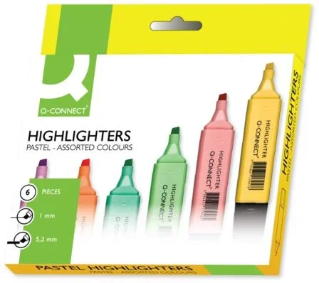 6 rotuladores fluorescentes de colores pastel.