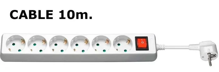 6-Way Schuko Socket 10M White