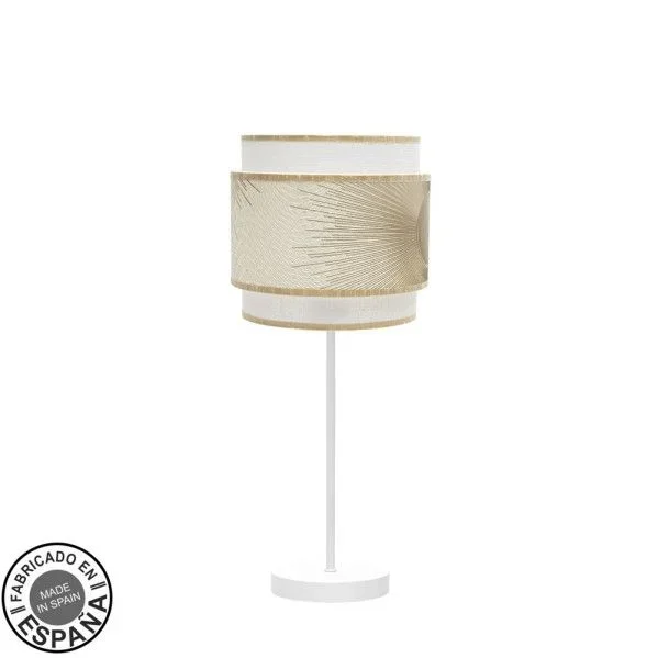 ABRILA Lampara De Sobremesa Nepal Blanca Con Doble Pantalla