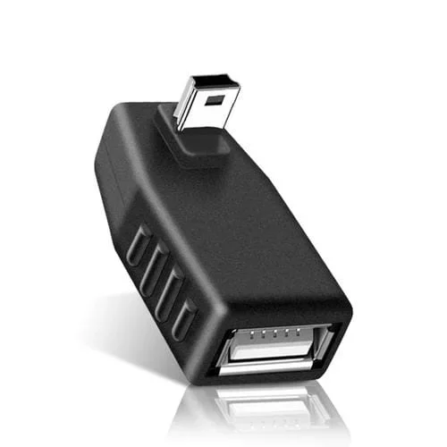 Adaptador Af Mini USB Macho a USB 2.0 en Ángulo 90 Grados (Negro)