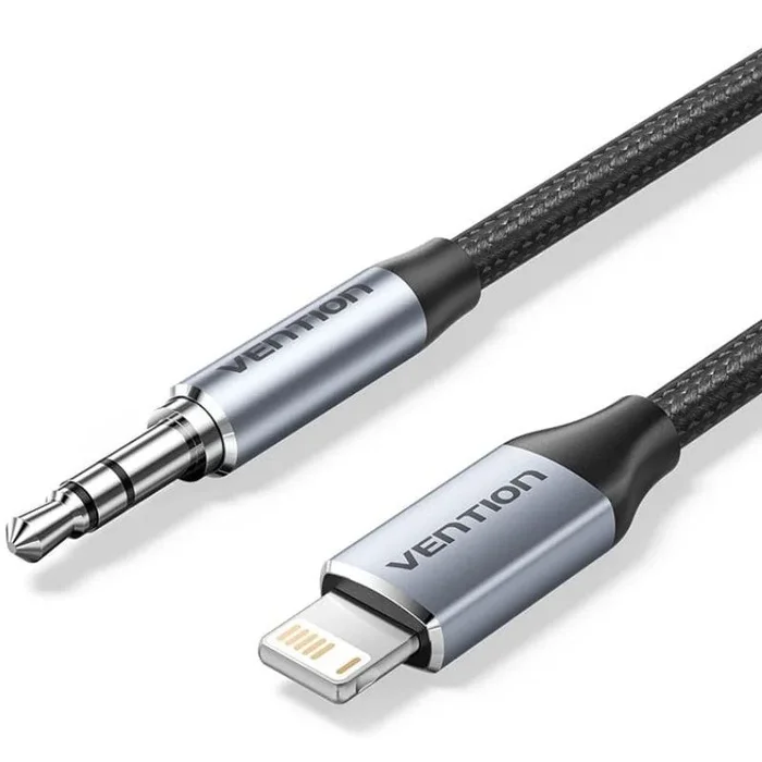 Adaptador audio vention bmchf/ jack 3.5 macho – lightning macho/ 1m/ gris