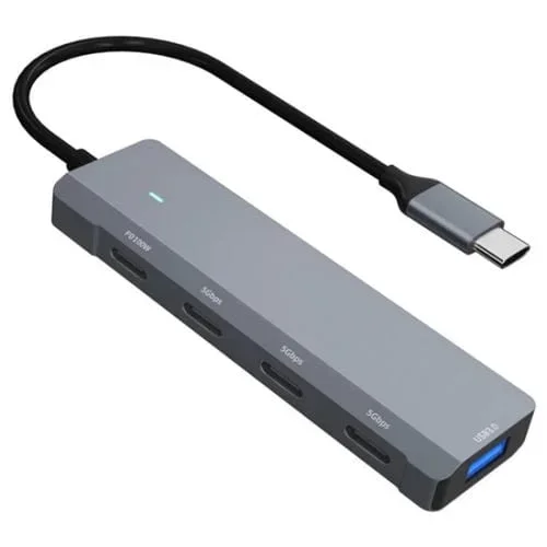 Adaptador Concentrador Tipo C Ads-311C de 5 Puertos Compatible con PD 100W