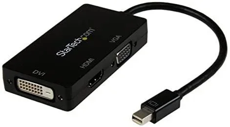Adaptador Conversor de Mini DisplayPort a VGA DVI o HDMI – Convertidor A/V 3 en 1 para viajes