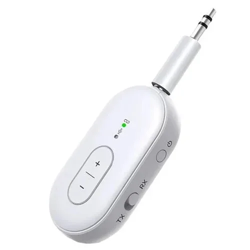 Adaptador de audio inalámbrico BT-21 2 en 1 para coche, receptor y transmisor de audio de 3,5 mm (blanco)