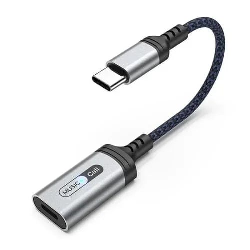 Adaptador de audio para auriculares MH-306 USB-C/Tipo C a 8 pines con luz indicadora (azul grisáceo)