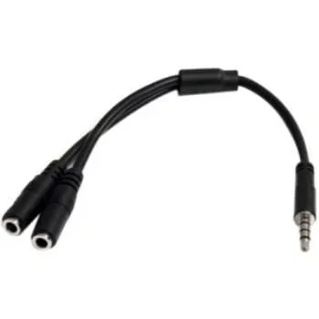 Adaptador de Auriculares con Micrófono Mini-Jack 3,5mm 4 pines a Conectores Separados de Auriculares y de Micrófono – M a 2xH