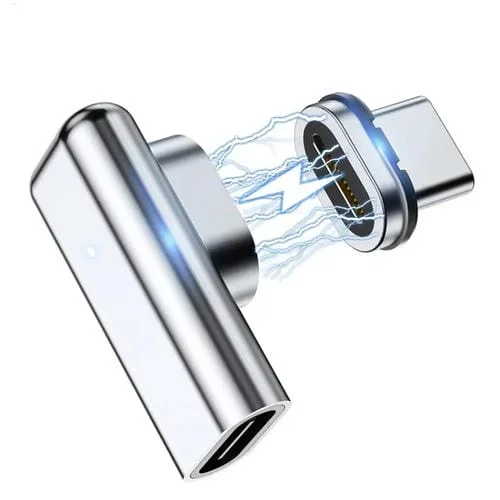 Adaptador de Codo Magnético TZ30 PD100W 24 Pines Carga Rápida Tipo C USB-C para MacBook (Plata)