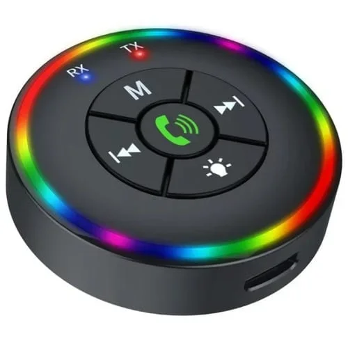 Adaptador de Reproductor Mp3 Q10 con Transmisor/Receptor Inalámbrico Bluetooth 5.3 2 En 1 con Lámpara Colorida