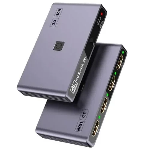 Adaptador de Video HD Q301 4K/60 Hz Aleación de Aluminio Conmutador HDMI 3 Entradas 1 Salida