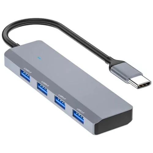 Adaptador Divisor Ads-305C Aleación de Aluminio Tipo C a Concentrador USB 3.0 4 Puertos para Teléfono y Computadora Portátil