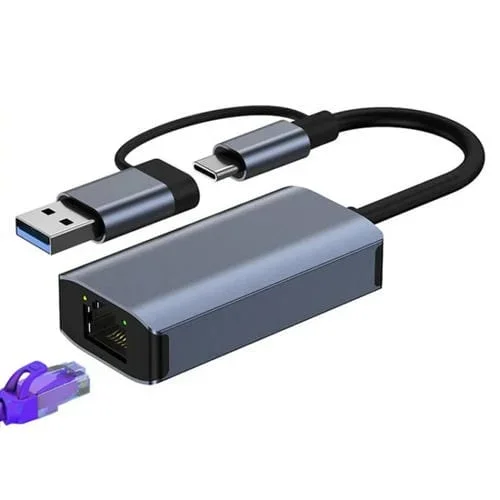 Adaptador Hub Estación de Acoplamiento Byl-2207 2 en 1 USB Tipo C a RJ45