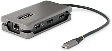 Adaptador Multipuertos USB-C – HDMI/DP 4K a 60Hz – Hub Ladrón USB de 3 Puertos – Power Delivery de Paso de 100W – GbE – Docking Station USB Tipo C de Viajes – Cable de 30cm (DKT31CDHPD3)