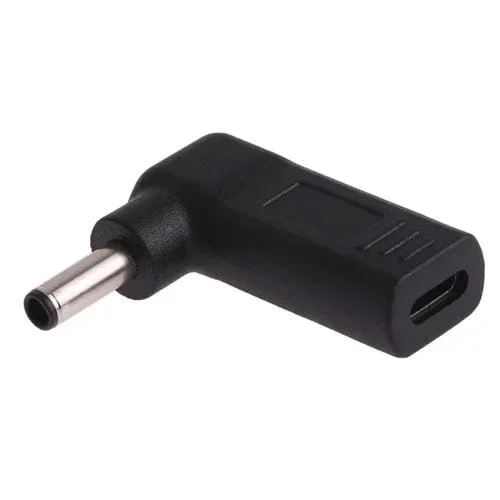 Adaptador USB-C Hembra a Conector Tipo-C Macho en Ángulo 4,5 x 3,0 mm (Negro)