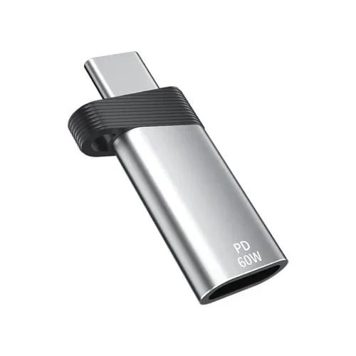 Adaptador Usb-C Tipo-C Macho a Hembra 8 Pines Ads-615 Pd 60W (Plateado)