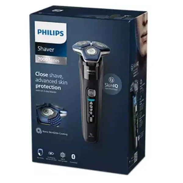 Afeitadora philips s7886/35 serie 7000 color negro 3 cabezales uso en humedo y seco inalambrica bluetooth app groomtribe