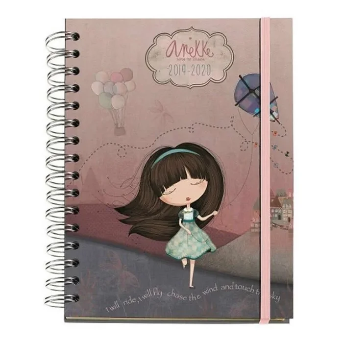 Agenda escolar miquel rius anekke – semana a la vista sept 2019 a sept 2020 – 150*213mm – papel 100g/m2 – guardas estampadas – cierre con goma