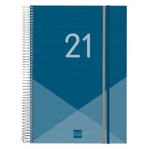 Agenda espiral year e40 1 día página 2021 azul finocam