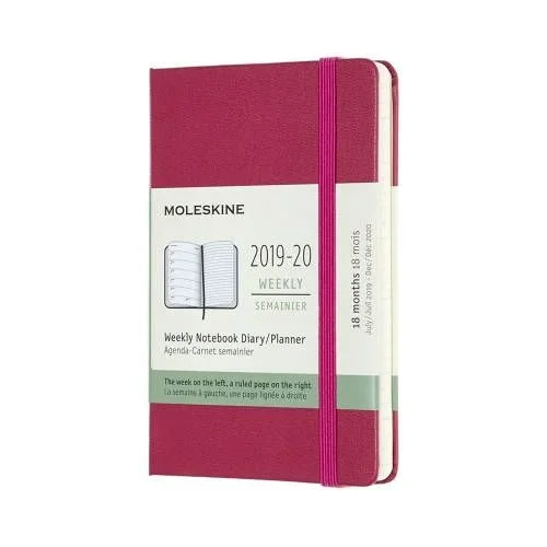 Agenda semanal 18 meses de bolsillo tapa dura rosa energetico moleskine