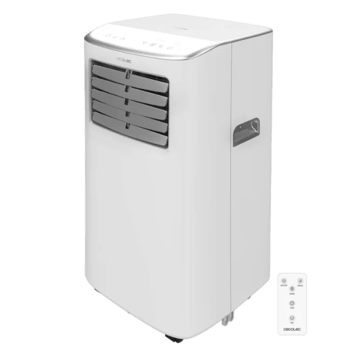 Aire acondicionado portátil de 7000 BTU con mando a distancia y control táctil.