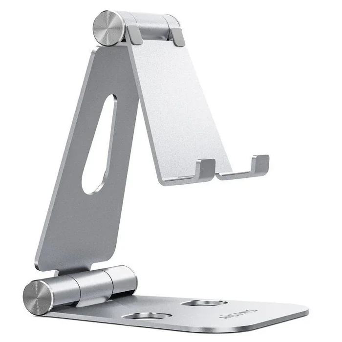 AISENS Soporte De Sobremesa Tamaño M Ajustable (2 Pivotes) Para Movil / Tablet, Plata