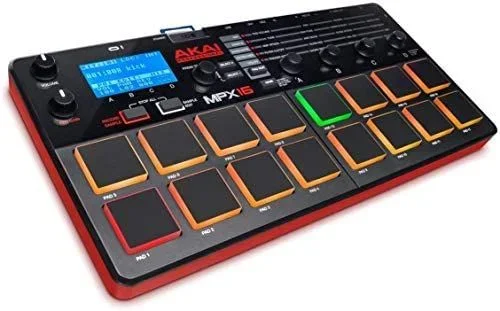 Akai MPX16 controlador dj Negro, Rojo