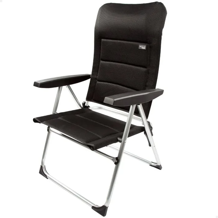 AKTIVE 62292 – Silla Plegable Acolchada Negra, para terraza, balcón, Patio o jardín, Medidas 62 x 48 x 39/105 cm, Material Aluminio y 100% poliéster, antivuelco, Peso máximo 110 kg