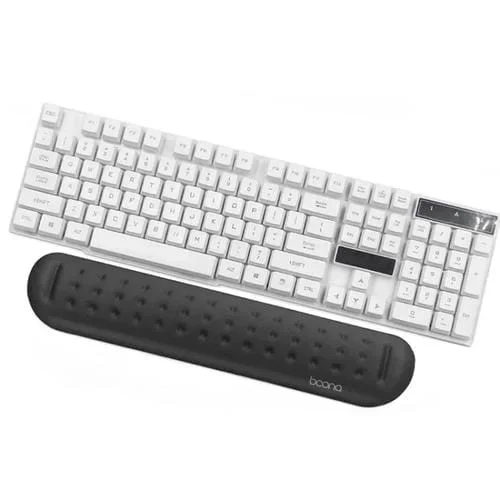 Almohadilla de Pulsera Baona Memoria de Silicona Masaje Teclado Mouse Pad Estilo Teclado Medio (Negro)
