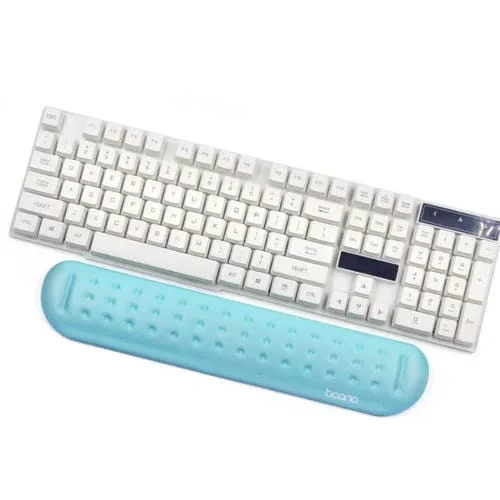 Almohadilla de Pulsera Baona Memoria de Silicona para Masaje Teclado Alfombrilla de Ratón Estilo Teclado Medio (Azul)