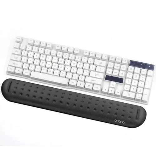 Almohadilla de Pulsera y Alfombrilla de Ratón Baona Memoria de Silicona para Masaje Teclado Grande (Negro)