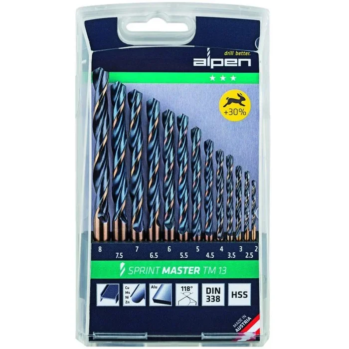 Alpen 811102100 – Maletín para brocas «Sprint Master» TM, 0 V, gris, 2-8 x 0,5 mm