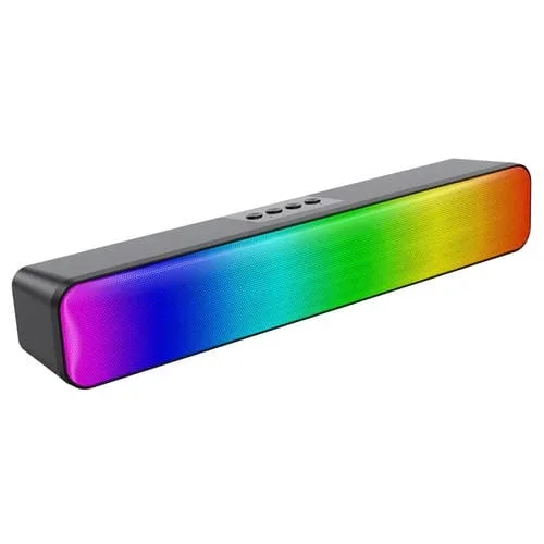 Altavoz Bluetooth E-3562 Desktop Long Strip Multifuncional RGB Colorful Light (Negro)