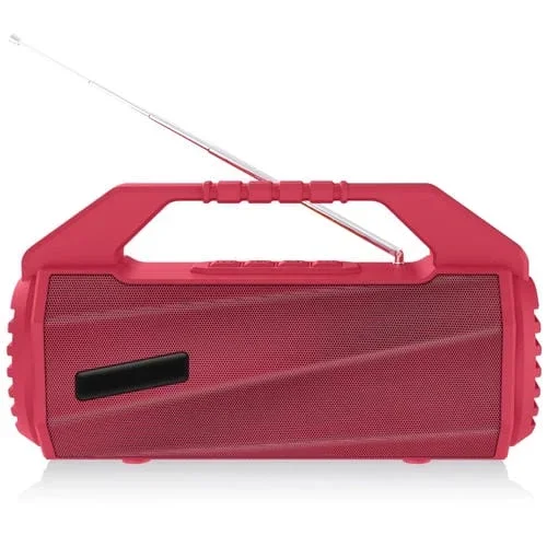 Altavoz Bluetooth Newrixing Nr-4025Fm Agua A Prueba De Salpicaduras Al Aire Libre Soporte Tarjeta Tf Disco Fm (Rojo)
