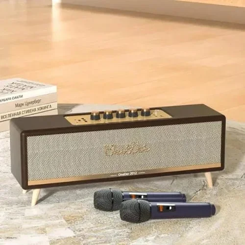 Altavoz Bluetooth Oneder D8 Inalámbrico Retro con Micrófono Dual (Marrón)