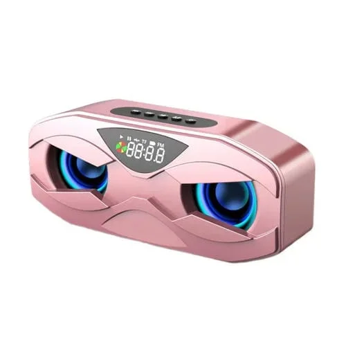 Altavoz Bluetooth portátil M5 con pantalla digital y sonido envolvente 6D (Rosa)