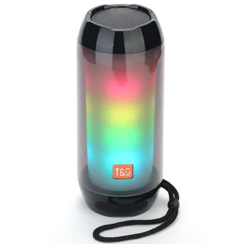 Altavoz Bluetooth T&G Tg643 Subwoofer Impermeable Luz Led Portátil (Negro)