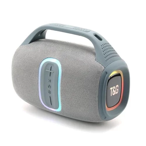 Altavoz Bluetooth T&G Tg674 TWS Portátil Para Exteriores Con Luz RGB (Gris)