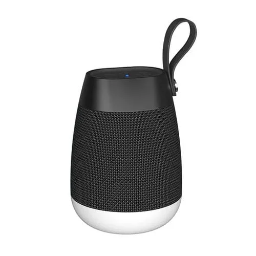 Altavoz inalámbrico Bluetooth subwoofer cilíndrico impermeable con luz RGB (Negro)
