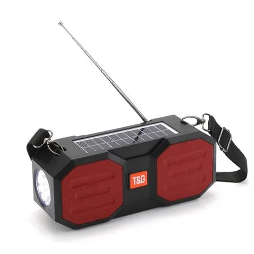 Altavoz Inalámbrico Bluetooth T&G Tg634 Energía Solar Exteriores Fm Linterna Ranura Tarjeta Tf (Negro Rojo)