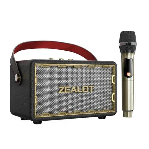 Altavoz inalámbrico portátil Zealot Mt01M Retro Card con Bluetooth y micrófono (Negro)