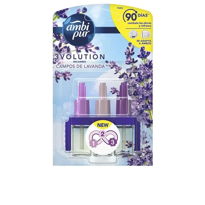 Ambi Pur 3Volution Recambio De Ambientador Eléctrico Lavanda, 3 Aromas Que Alternan Para Eliminar Olores