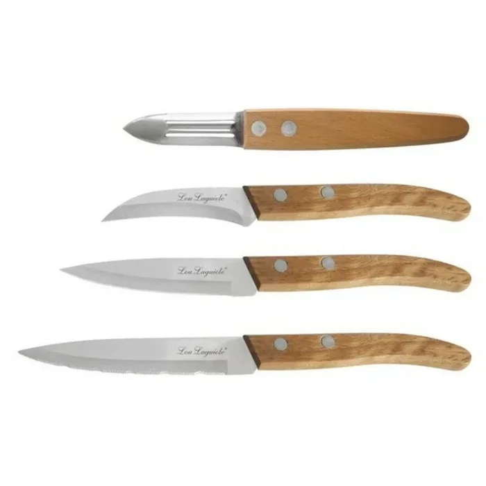 Amefa 4P Corte Forest AF Set de 4 Cocina con Sierra, Mango de Madera, Juego de Cuchillos con Hoja de Acero INOX de 1,5mm, Multicolor