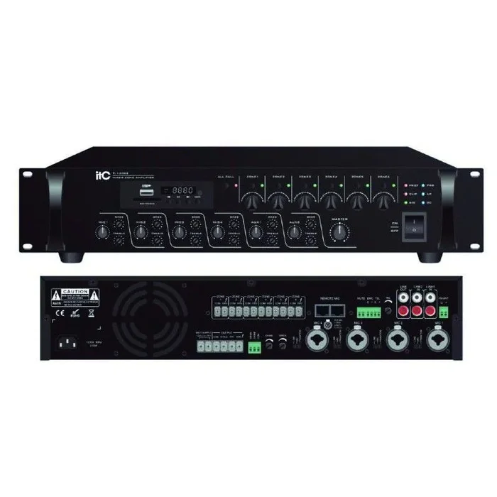 Amplificador PA 350Wrms 6 Zonas USB MP3 Bluetooth 4 MIC 2 AUX