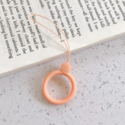 Anillo de Dedo Piedras Preciosas Cordón de Silicona para Teléfono Móvil Cuerda de Disco en U (Naranja Coral) 10 Uds
