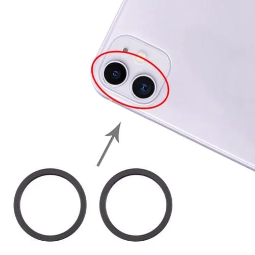 Anillo Protector Metal Lente Cristal Cámara Trasera 2 Piezas Apple iPhone 11 (Negro)