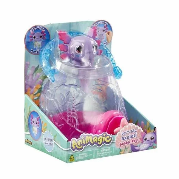 ANIMAGIC – Acuario Axolotl – para Transportar tu Mascota Electrónica & Lumínica – para Niños a Partir de 4 Años – Juego Sensorial & Interactivo – Incluye el Acuario y un Axolotl Morado
